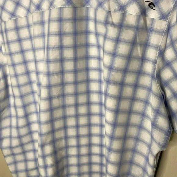 Rip Curl Mens short sleeve button down light blue white plaid size large L - Picture 8 of 9